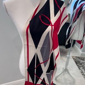 Geometric Red and Black Scarf